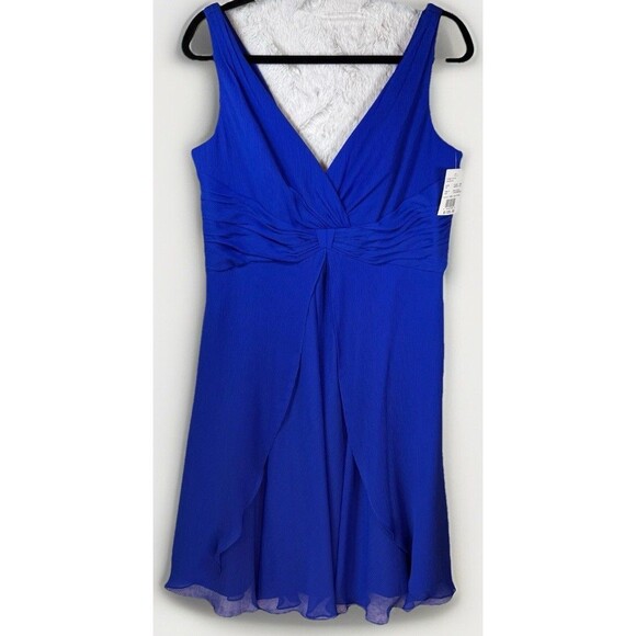 Davids Bridal Dress 14 Royal Blue Chiffon Bridesmaid‎ Prom NEW NWT MSRP: $135 - Picture 1 of 12